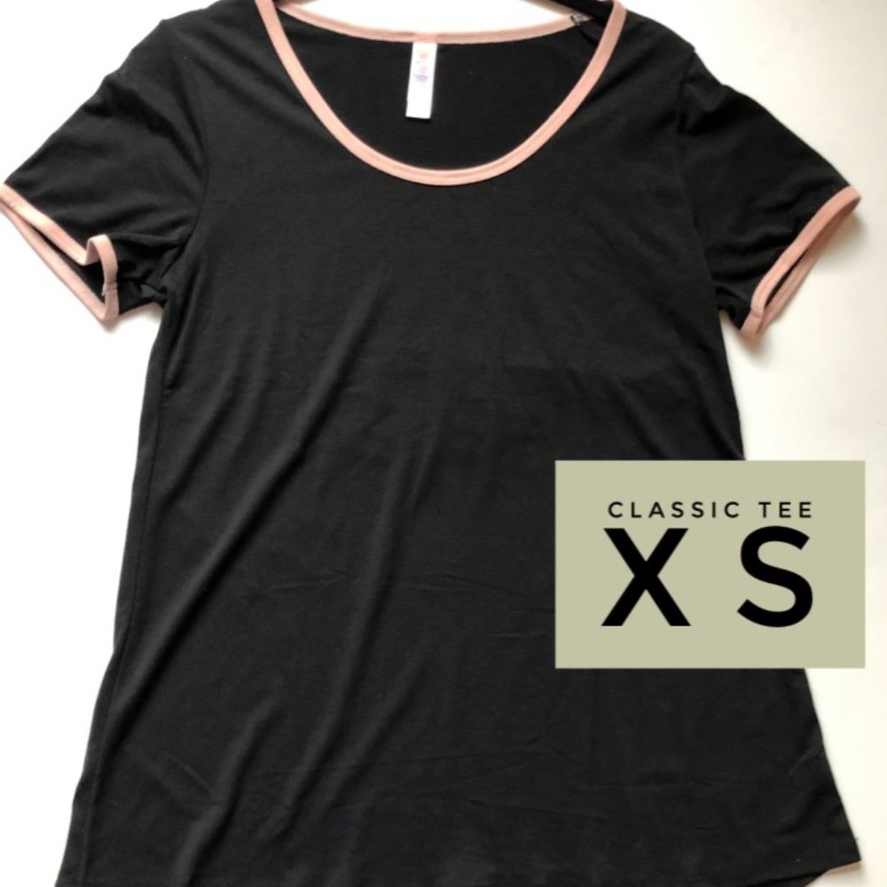 NWT LuLaRoe Classic T, Black with Pink Trim, Size XS
